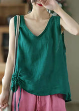 Load image into Gallery viewer, Women Pink Solid V Neck Lace Up Cotton Tank Sleeveless