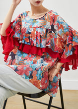 Load image into Gallery viewer, Women Print Patchwork Ruffles Chiffon Blouses Spring