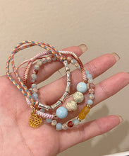 Load image into Gallery viewer, Women Rainbow Copper Hand Woven Bamboo Joint Charm Bracelet Three Pieces Set