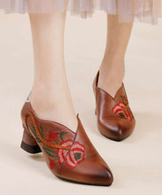 Load image into Gallery viewer, Women Red Cowhide Leather Embossed Splicing High Heels