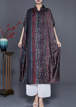 Load image into Gallery viewer, Women Red Oversized Print Silk Long Dress Summer