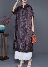 Load image into Gallery viewer, Women Red Oversized Print Silk Long Dress Summer