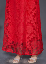 Load image into Gallery viewer, Women Red Oversized Side Open Lace A Line Dresses Sleeveless