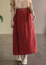 Load image into Gallery viewer, Women Red Wrinkled Embroidered Patchwork Cotton Skirts Summer