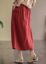 Load image into Gallery viewer, Women Red Wrinkled Embroidered Patchwork Cotton Skirts Summer