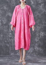 Load image into Gallery viewer, Women Rose Oversized Jacquard Cotton Maxi Dress Lantern Sleeve