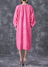 Load image into Gallery viewer, Women Rose Oversized Jacquard Cotton Maxi Dress Lantern Sleeve