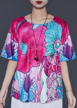 Load image into Gallery viewer, Women Rose Oversized Print Silk Blouse Top Summer