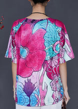 Load image into Gallery viewer, Women Rose Oversized Print Silk Blouse Top Summer