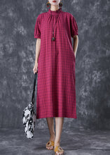 Load image into Gallery viewer, Women Rose Ruffled Plaid Cotton Dresses Summer