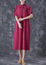 Load image into Gallery viewer, Women Rose Ruffled Plaid Cotton Dresses Summer