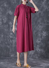 Load image into Gallery viewer, Women Rose Ruffled Plaid Cotton Dresses Summer