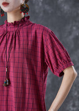 Load image into Gallery viewer, Women Rose Ruffled Plaid Cotton Dresses Summer