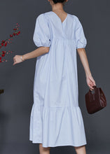 Load image into Gallery viewer, Women Sky Blue Embroidered Patchwork Cotton Dresses Summer