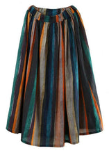 Load image into Gallery viewer, Women Striped A Line Retro Print Skirts Linen