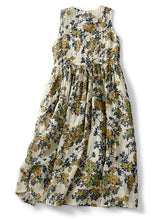 Load image into Gallery viewer, Women V Neck Print High Waist Linen Dresses Sleeveless