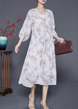 Load image into Gallery viewer, Women White Cinched Rose Print Chiffon Party Dress Summer