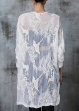 Load image into Gallery viewer, Women White Embroidered Chiffon UPF 50+ Long Shirt Summer