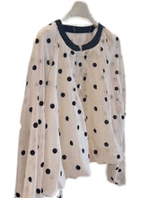 Load image into Gallery viewer, Women White O Neck Dot Button Cotton Shirts Long Sleeve