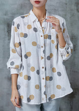 Load image into Gallery viewer, Women White Print Pocket Cotton Shirts Spring