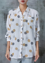 Load image into Gallery viewer, Women White Print Pocket Cotton Shirts Spring