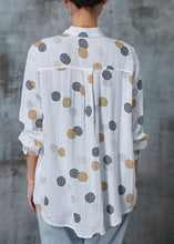 Load image into Gallery viewer, Women White Print Pocket Cotton Shirts Spring