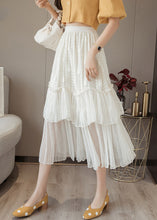 Load image into Gallery viewer, Women White Ruffled High Waist Chiffon Skirt Summer