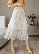 Load image into Gallery viewer, Women White Ruffled High Waist Chiffon Skirt Summer