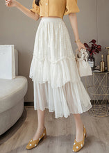 Load image into Gallery viewer, Women White Ruffled High Waist Chiffon Skirt Summer