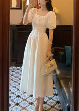 Load image into Gallery viewer, Women White Ruffled Solid Cotton Long Dress Summer