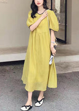 Load image into Gallery viewer, Women Yellow O Neck Patchwork Cotton Dress Summer