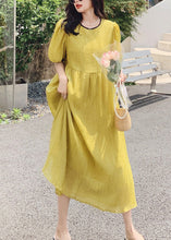 Load image into Gallery viewer, Women Yellow O Neck Patchwork Cotton Dress Summer