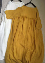 Load image into Gallery viewer, Women Yellow O-Neck Patchwork Wrinkled Long Dresses Short Sleeve