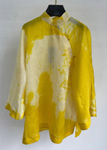 Load image into Gallery viewer, Women Yellow Stand Collar Button Cotton Shirt Long Sleeve