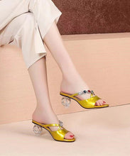 Load image into Gallery viewer, Yellow Boutique Crystal Chunky Heel Zircon Slide Sandals