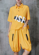 Load image into Gallery viewer, Yellow Letter Print Cotton Two Piece Set Oversized Spring