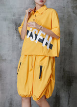 Load image into Gallery viewer, Yellow Letter Print Cotton Two Piece Set Oversized Spring