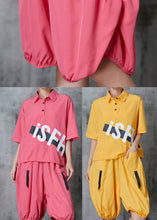 Load image into Gallery viewer, Yellow Letter Print Cotton Two Piece Set Oversized Spring