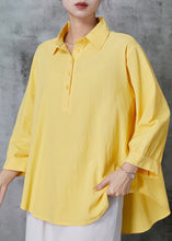 Load image into Gallery viewer, Yellow Loose Linen Shirt Peter Pan Collar Summer