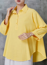 Load image into Gallery viewer, Yellow Loose Linen Shirt Peter Pan Collar Summer