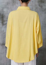 Load image into Gallery viewer, Yellow Loose Linen Shirt Peter Pan Collar Summer