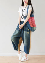 Load image into Gallery viewer, Yellow Patchwork Cotton Pants Ripped Elastic Waist Spring