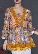 Load image into Gallery viewer, Yellow Patchwork Tulle Shirt Top Embroidered Spring