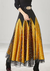 Yellow Patchwork Zircon Tulle Skirt Exra Large Hem Spring