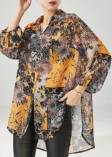 Load image into Gallery viewer, Yellow Print Chiffon Shirt Tops Oversized Draping Spring