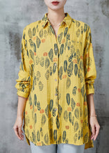 Load image into Gallery viewer, Yellow Print Cotton Blouse Top Oversized Spring