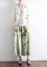 Load image into Gallery viewer, Blue Flowers simple pockets linen skirts long maxi skirt