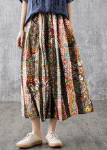 Load image into Gallery viewer, Elegant White flowers Retro Striped A Line Summer Skirts Linen