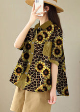 Load image into Gallery viewer, Plus Size Yellow sunflower Peter Pan Collar Print Cotton Shirt Tops Summer