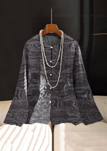 Load image into Gallery viewer, Chinese Style Black flower Embroideried Button Silk Coat Long Sleeve